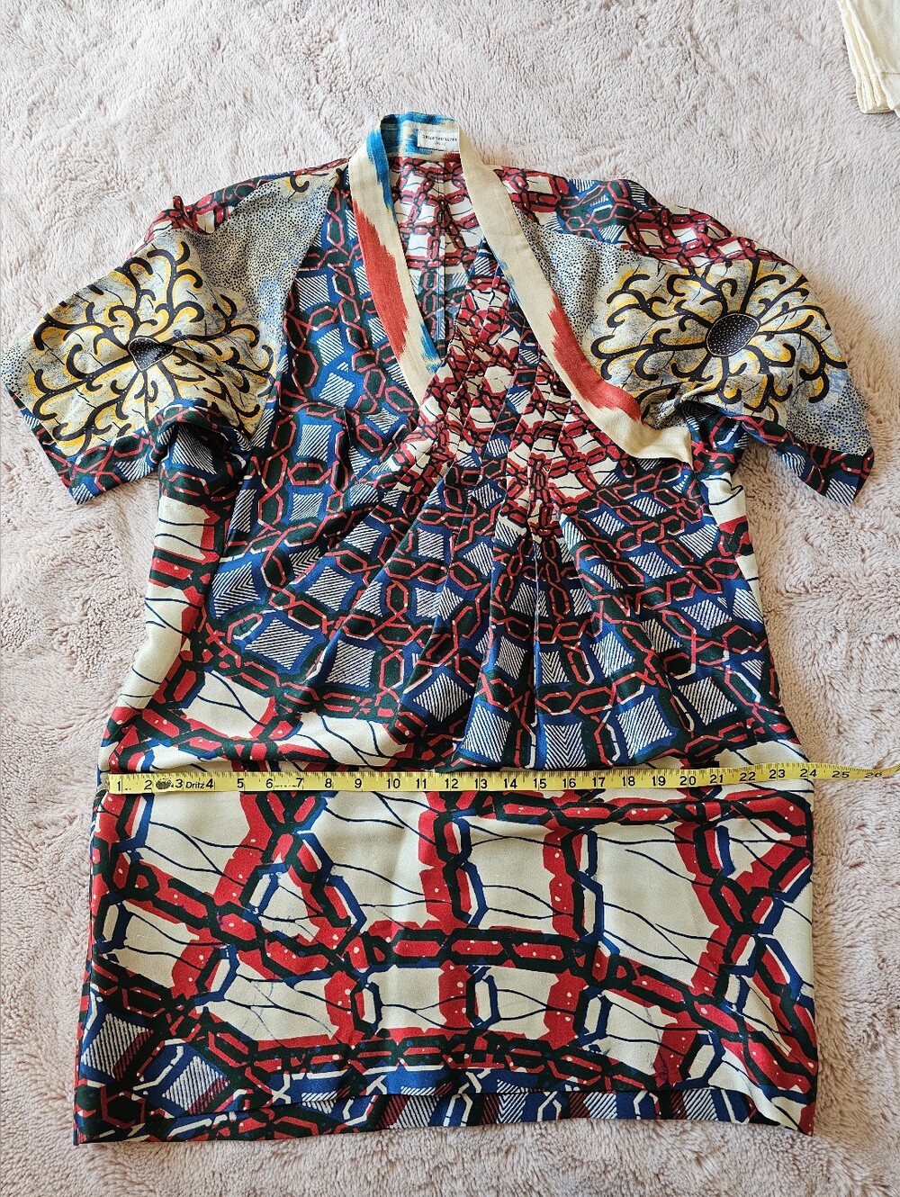 Dries Van Noten Silk Batik Pleated Short Sleeve Dress NWOT Made in Belgium Sz 42 - Picture 13 of 13